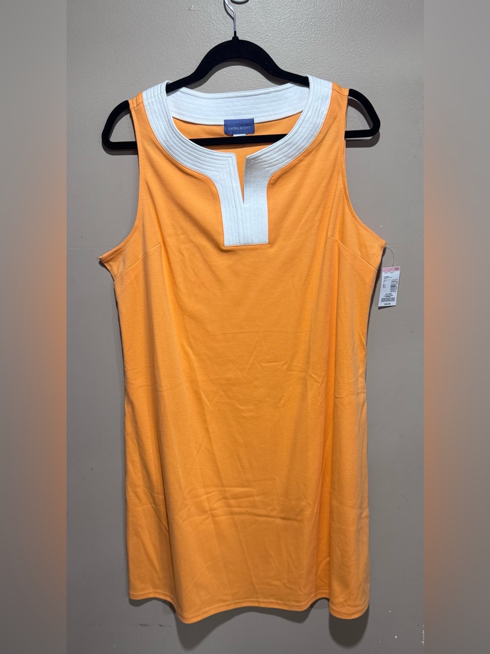 Laura Scott Orange Sleeveless Tunic Dress with White Trim XL